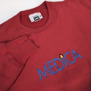 VTG 90s Lee‎ Cross Grain Medica Embroidered Logo Crewneck Sweatshirt XL